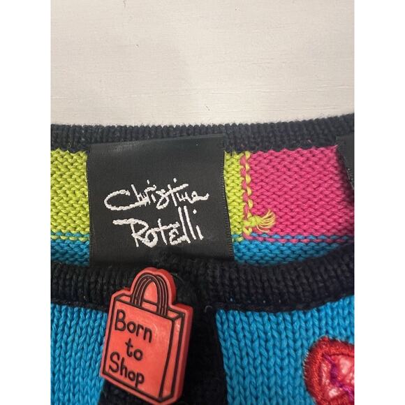 Colorful Cardigan Christina Rotelli Women’s Size Large Vintage “I Love Shopping” - Picture 13 of 15